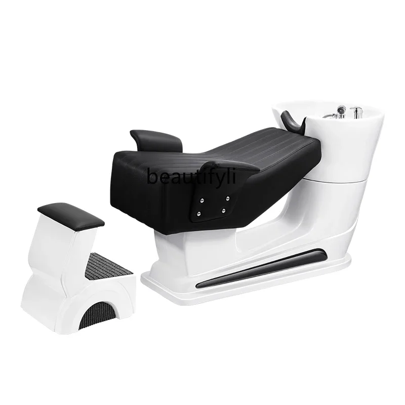 

High-end fashion and simple hairdressing head therapy dedicated semi-lying fiberglass ceramic basin shampoo bed