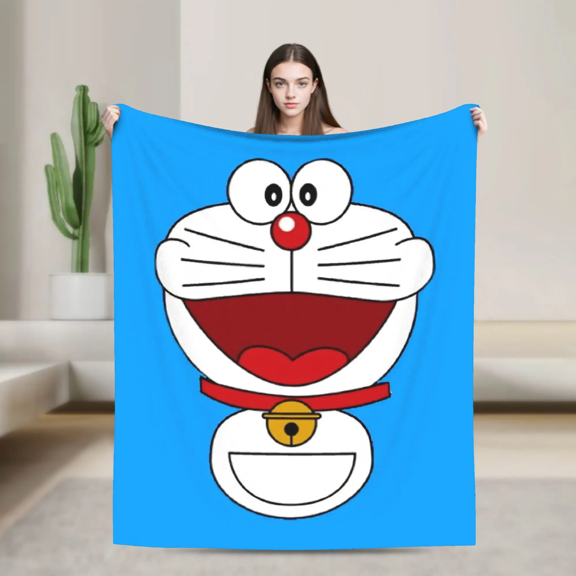 D-Doraemons Anime Cat Coral Fleece Plush Throw Blanket  Blankets for Home Bedroom Super Warm Bedroom Quilt