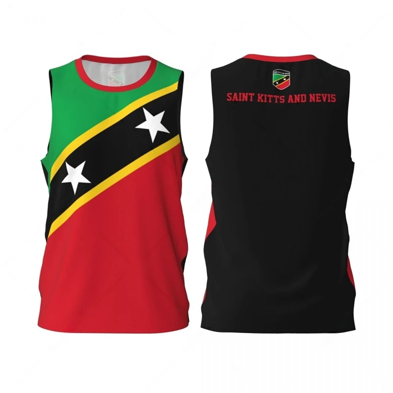 Saint Kitts And Nevis Flag Basketball Jersey Fashion Casual 3D Printed Sports T Shirt Loose Quick Dry Breathable Mens Tees Tops