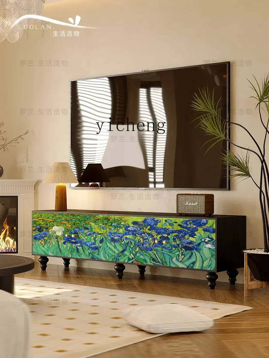 

Abstract Painted TV Cabinet Solid Wood Bedroom Tailstock Storage Clothes Closet Home Living Room Side Cabinet
