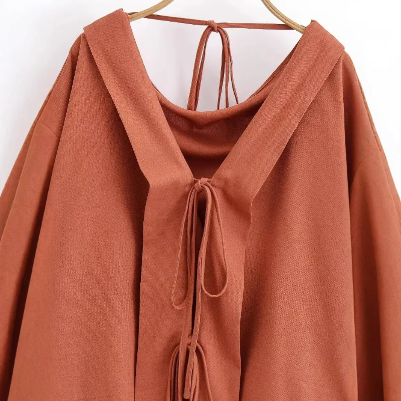 

Gaganight Women Shirts Bandage Long Sleeve Loose Solid French Style Chic Solid Fashion Elegant Blouse Female Casual Tops