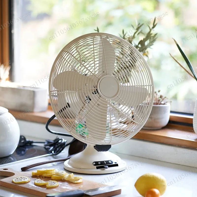 Retro Vintage Electric Fan Gold Shaking Head Floor & Desktop Fan for Home Decor