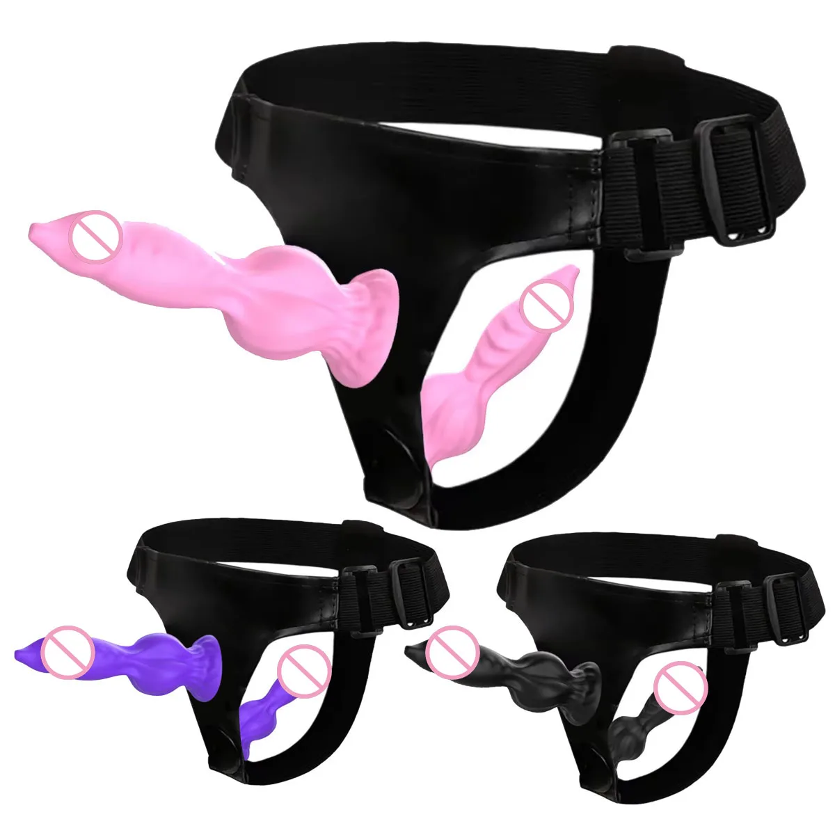 حزام قابل للتعديل مع ملحق قضيب مزدوج للكلاب - حزام سيليكون ناعم للأزواج، اختراق يمكن ارتداؤه بدون استخدام اليدين #1