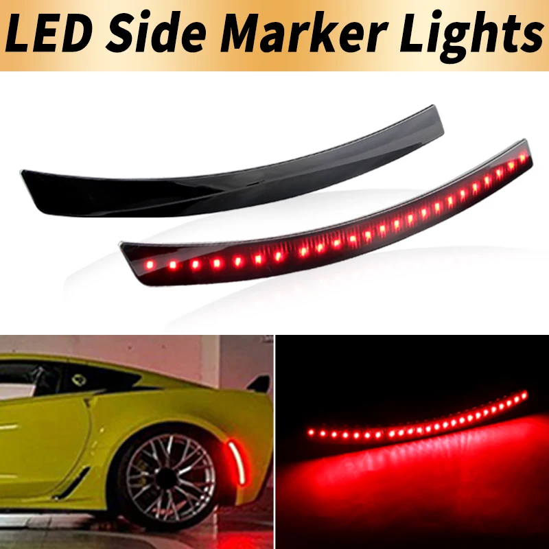

2PCS LED Side Marker Lights Canbus For Chevrolet Corvette C7 2014 2015 2016 2017-2019 Rear Red Turn Signal Lamps Car Accessories