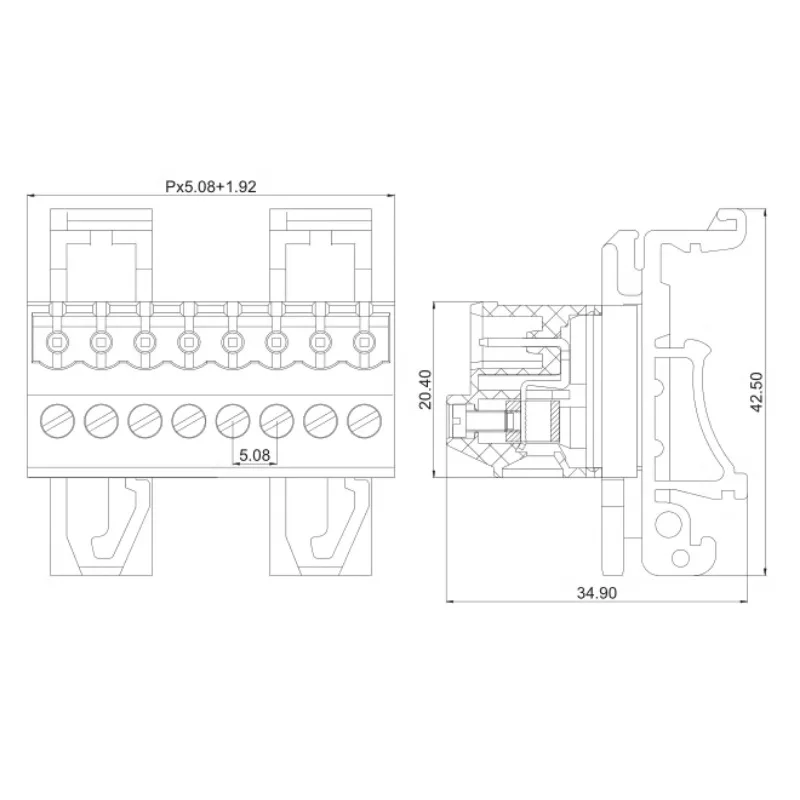 5sets rail plug-in terminal block 2EDG-UVK-5.08mm installation 35mm rail clamp pin solder free docking pitch 5.08mm