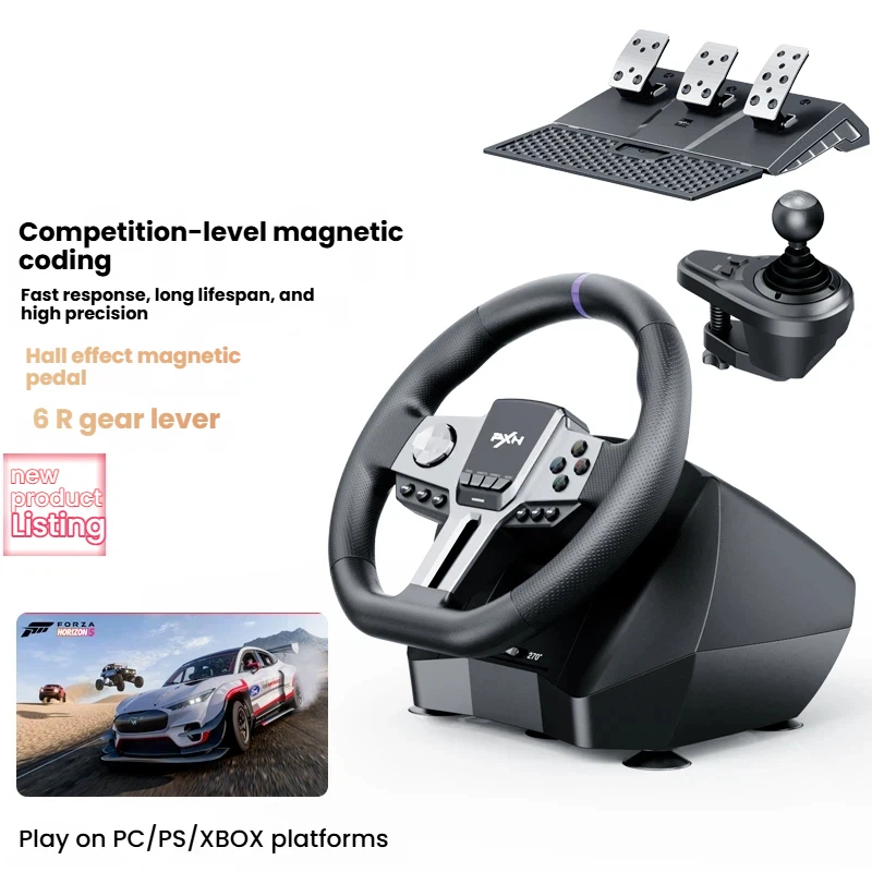 PXN V9 Gen2 Racing Steering Driving Wheel 270°/ 900° Vibration Gaming Steering Wheel for PS4,PC,PS3,Xbox Series X|S, Xbox One view 2