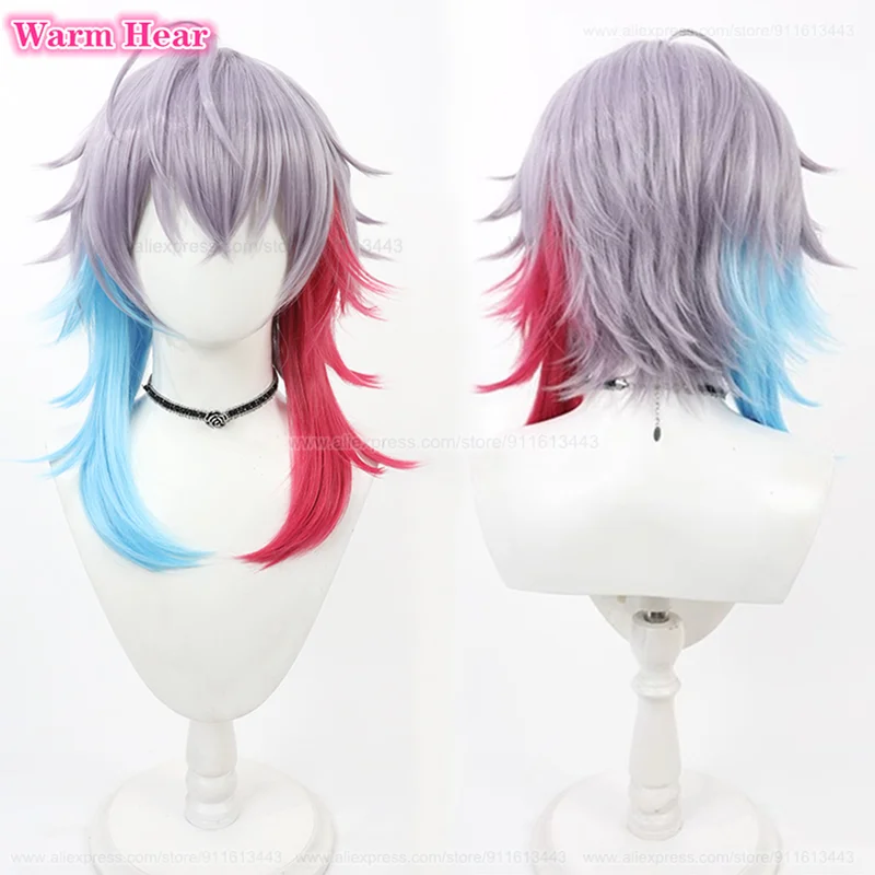 New! Gavis Bettel Cosplay Wig Vtuber Hololive Long 35cm Mixed Color Wig Heat Resistant Hair Halloween Party Role Play 2024 Wigs