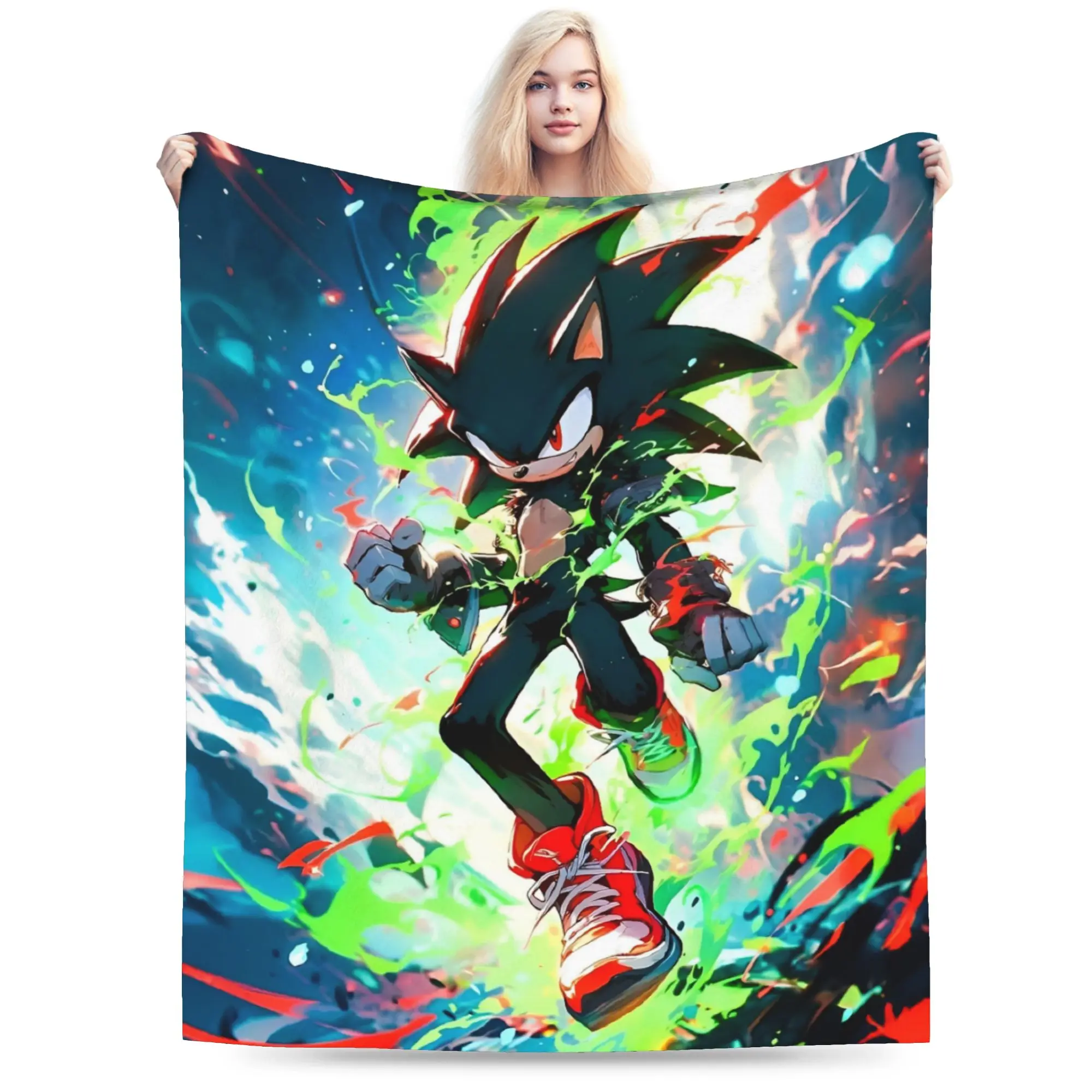 Shadow The Hedgehogs Anime Blankets Fleece Textile Decor  Multi-function Super Soft Throw Blankets for Sofa Travel Bedspreads