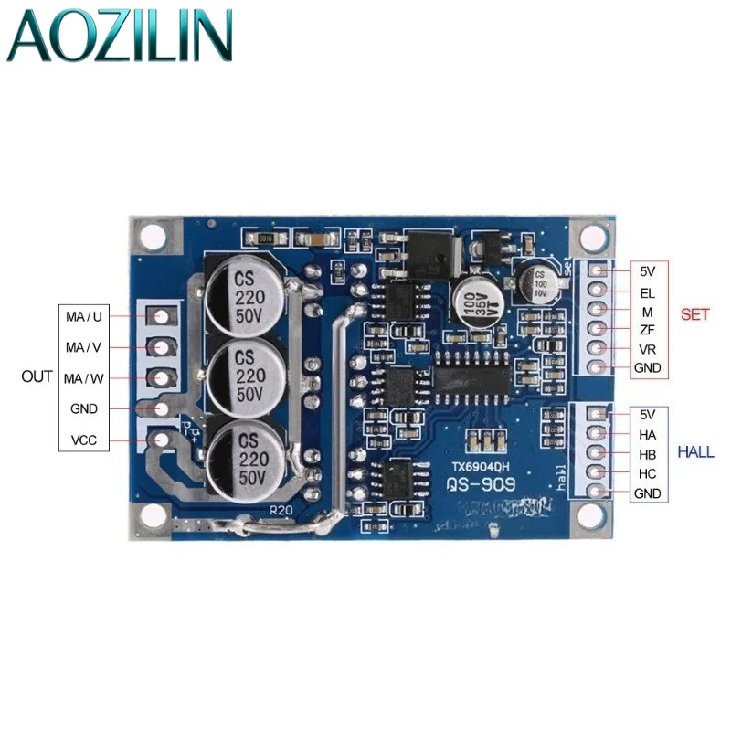 AOZILIN DC 12V-36V 500W Brushless Motor Driver Controller Board With/Without Hall Sensor For Self Balancing Scooter