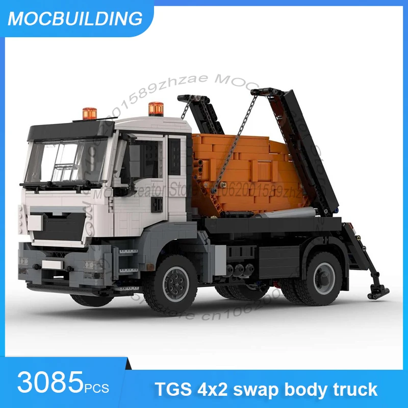 

Строительные блоки MOC TGS 4x2, сменный корпус грузовика, бело-оранжевая модель, транспортный прицеп, сделай сам, сборные кирпичи, игрушки, подарки, 3085 шт.