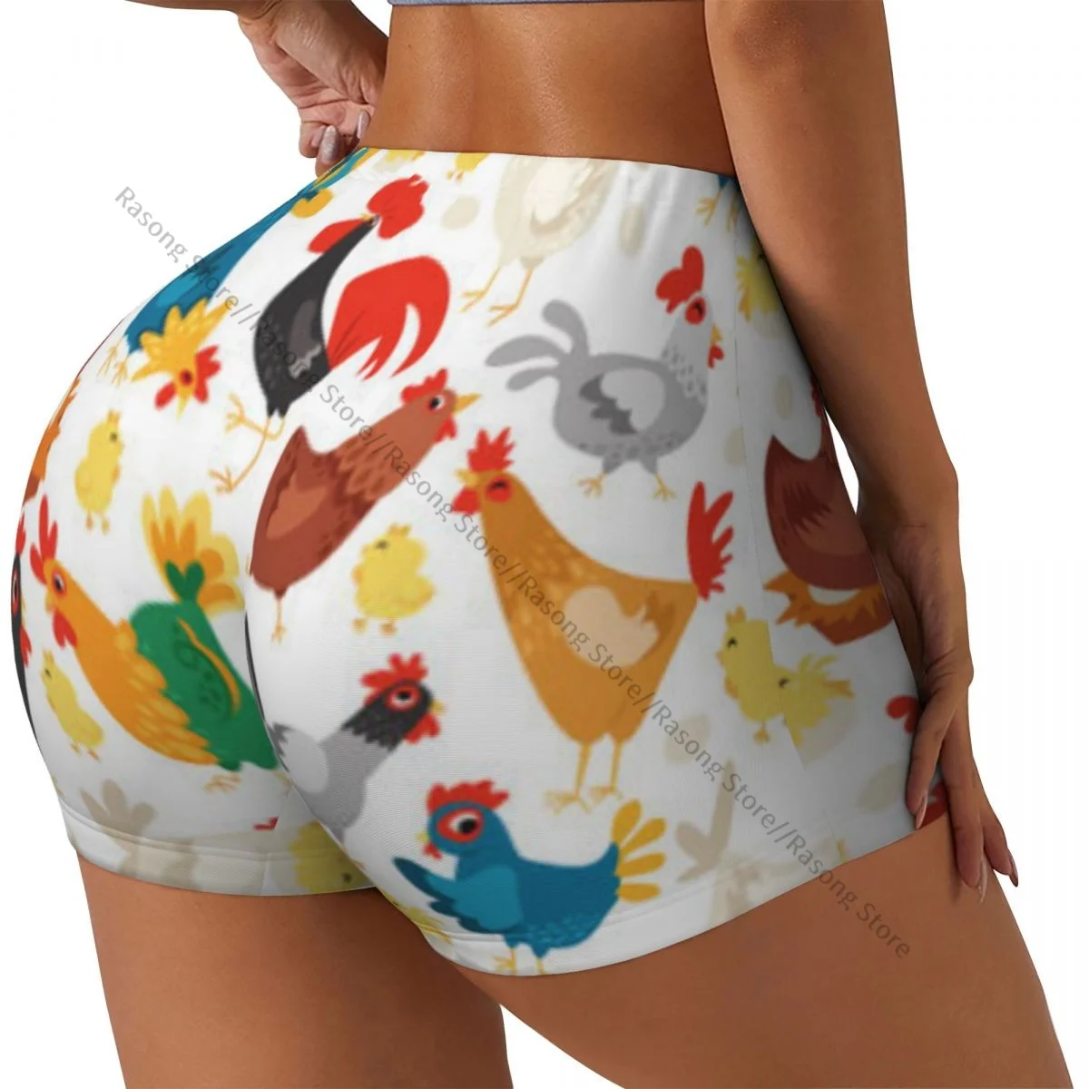 

Женские шорты для йоги с рисунком цыплят, скребок, подтяжка ягодиц, комфортный фитнес-зал