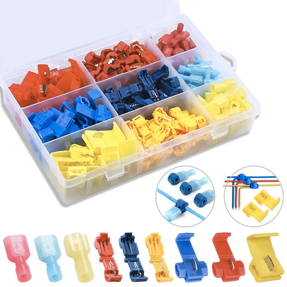 160pcs T-Tap Quick Splice Connector Kit with Insulated Male Quick Disconnect Terminals + 40pcs Quick Splice Electrical Connector