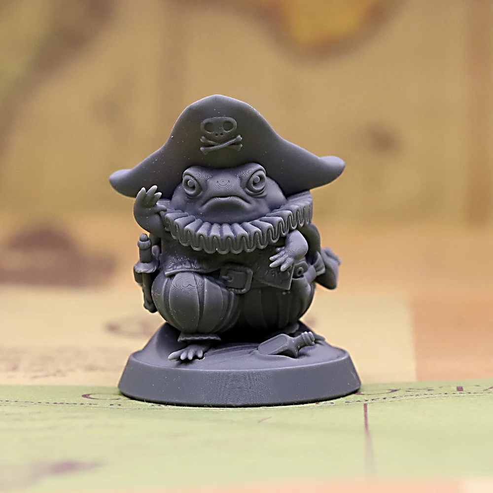 Frog Pirate Fantasy Creature Miniature, Unpainted Tabletop RPG Wargaming Figure
