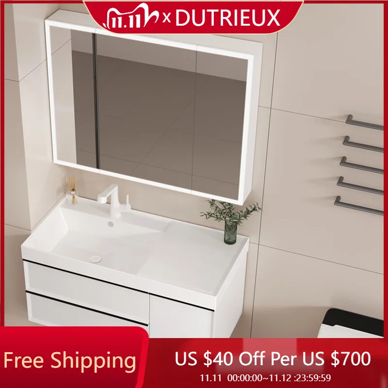 

Makeup Quality Bathroom Cabinet Modern Simple White Closet Toilet Bathroom Cabinet Drawers Sink Mirror Archivadores Furniture