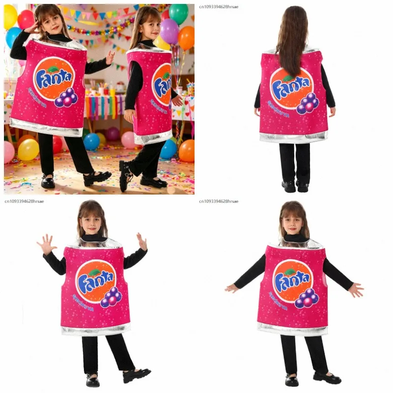 

Unisex Mädchen Junge Soft Drink Fanta Can Halloween Fancy Dress Up Grape Soda Fanta Costume For Enfant Party Stage Performance