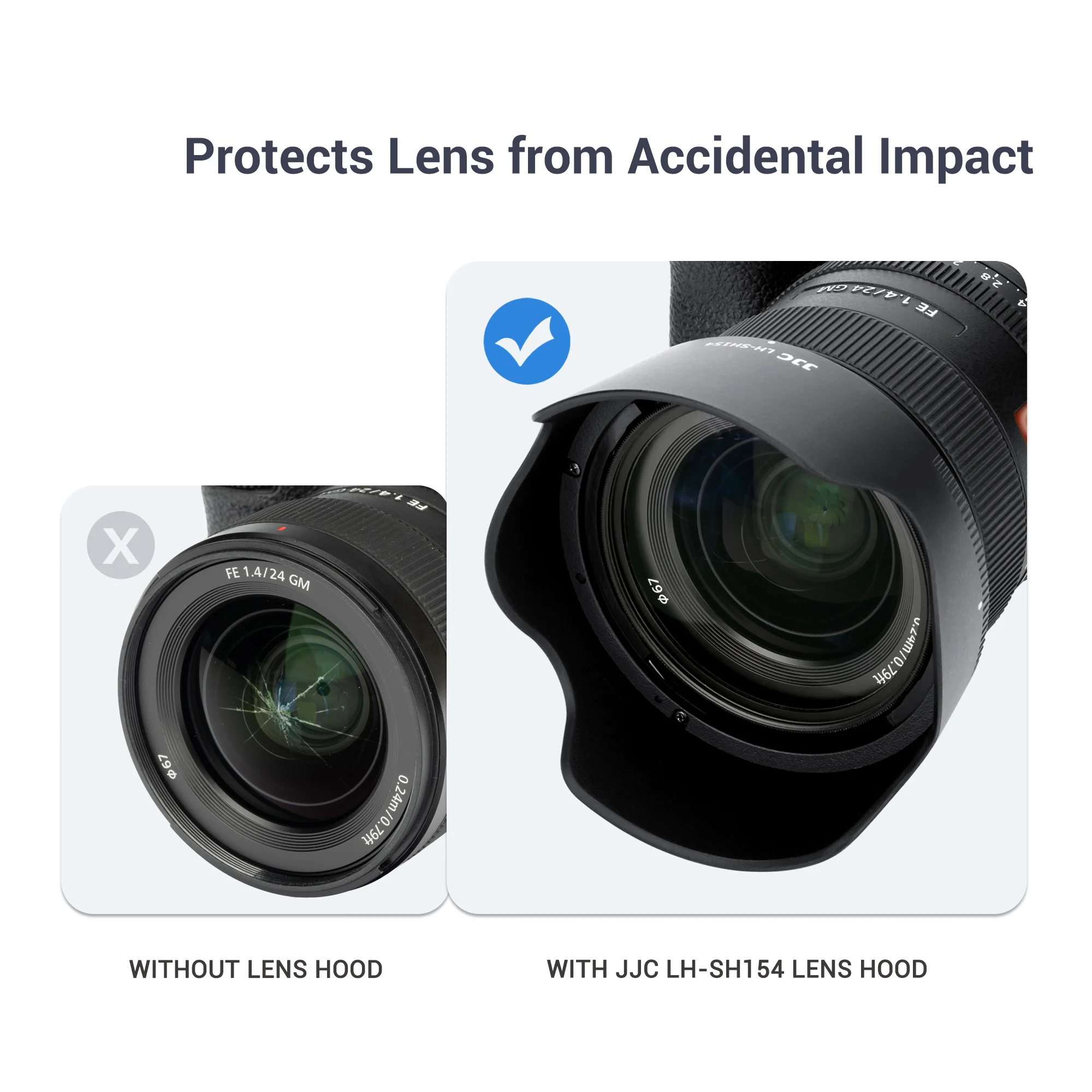 JJC ALC-SH154 Bayonet Reversible Lens Hood Shade for Sony FE 24mm f/1.4 GM Lens SEL24F14GM, Replaces Sony ALC-SH154 Lens Hood