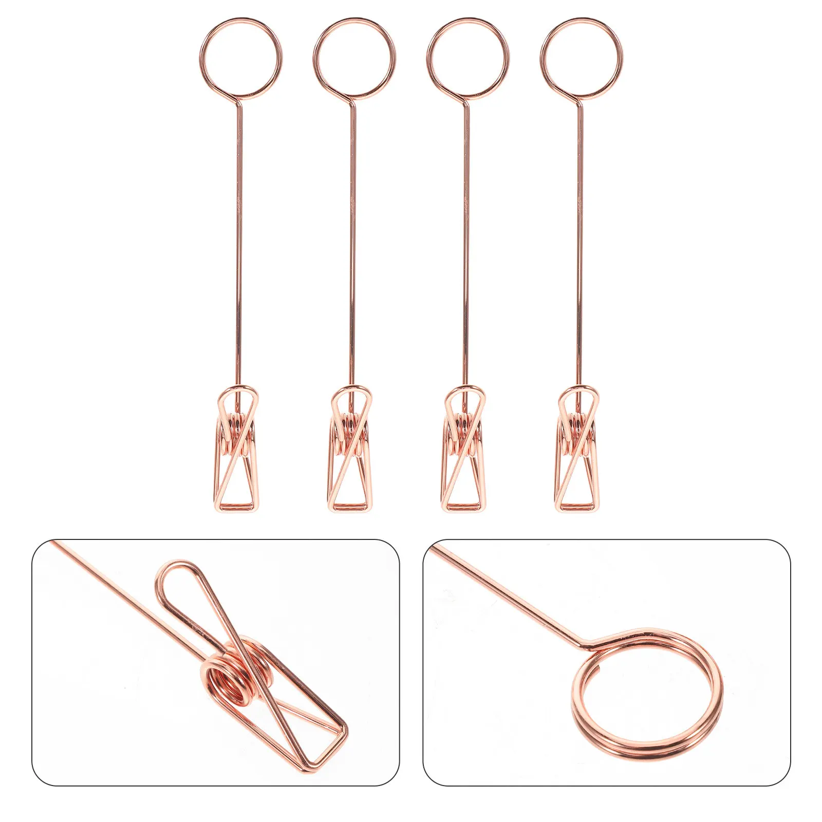 4Pcs Double-Headed Metal Clip Multifunction Photo Holder Note Clip Desktop Card Holder Table Number Clips Office Stationery