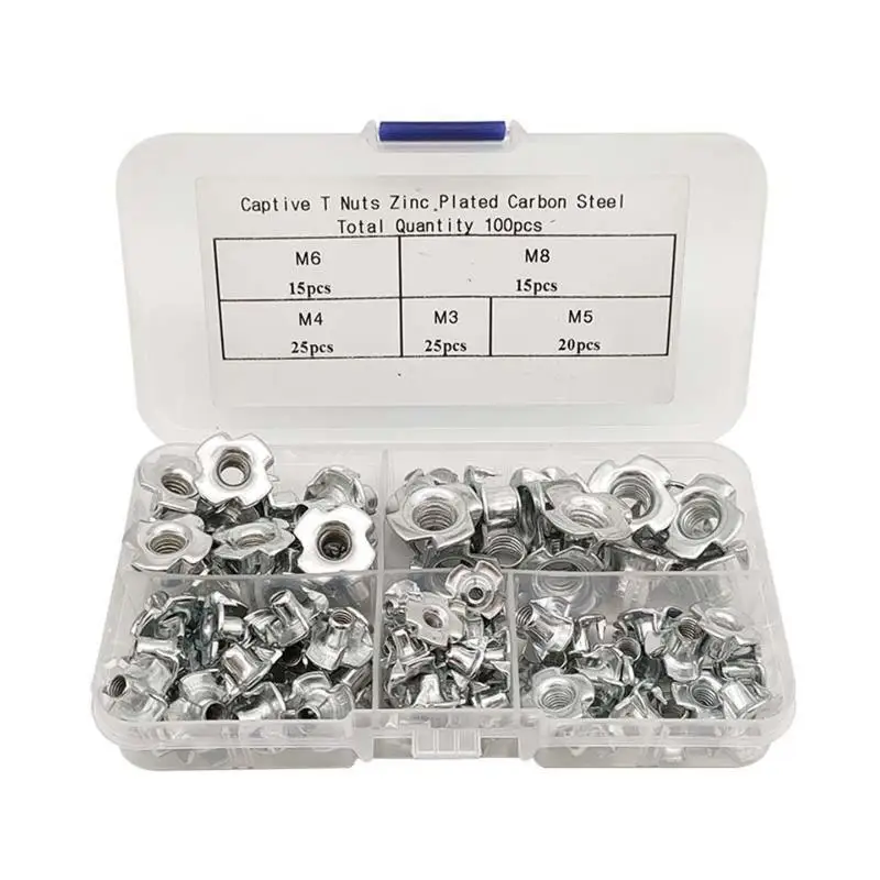 Heavy Duty 4 Impact Points Nuts 60/90/100Pcs Sturdy Hardware for Climbing Frames Cabinet Furniture DIY Projects