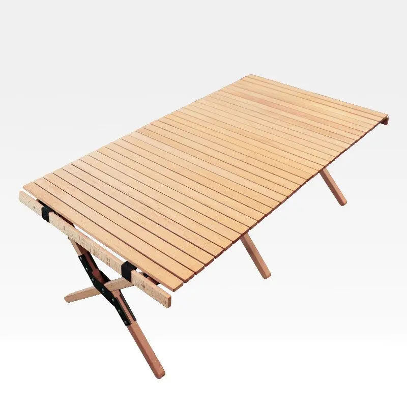 Outdoor egg roll table beech picnic camping table solid wood folding portable table and chair set supplies and equipment