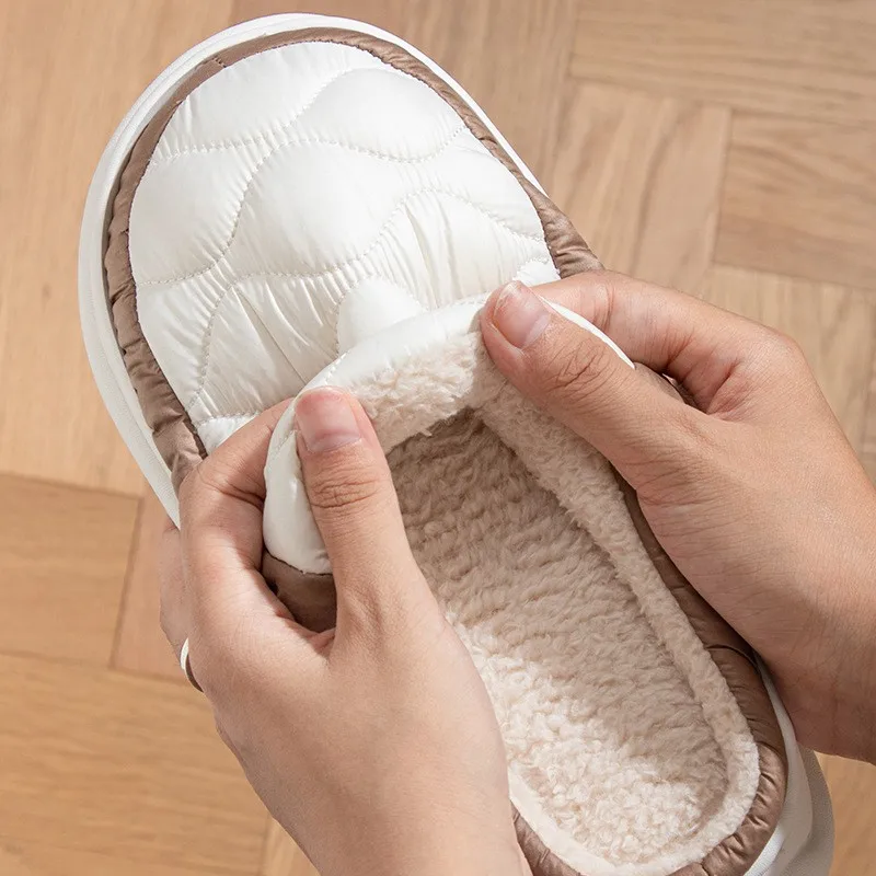 Evshine الشتاء غامض شبشب منزل للنساء داخلي دافئ الفراء اصطف مقاوم للماء القطن الشرائح للجنسين لينة رقيق نعال قماش