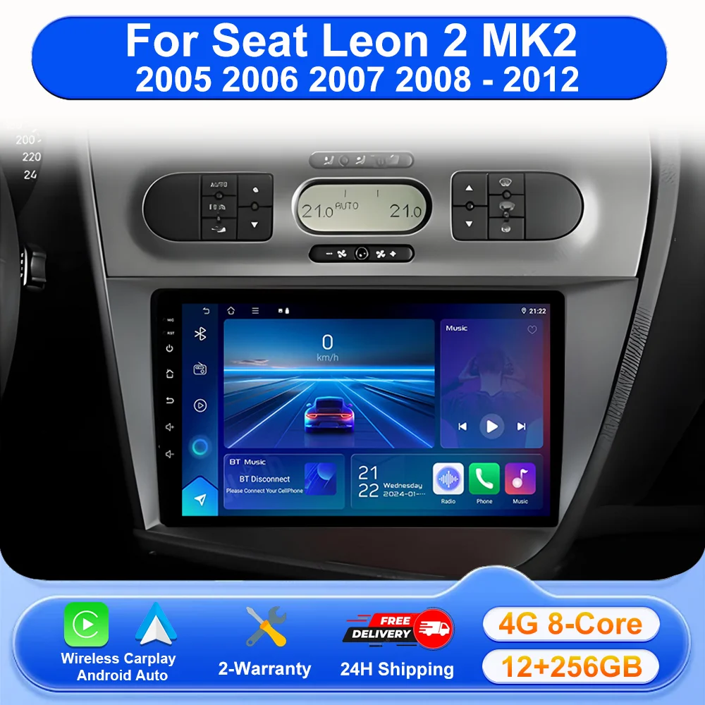 

Android 16 Wireless Carplay Car Radio For Seat Leon 2 MK2 2005 2006 2007 2008-2012 Navigation GPS Multimedia Video Player 4G DSP
