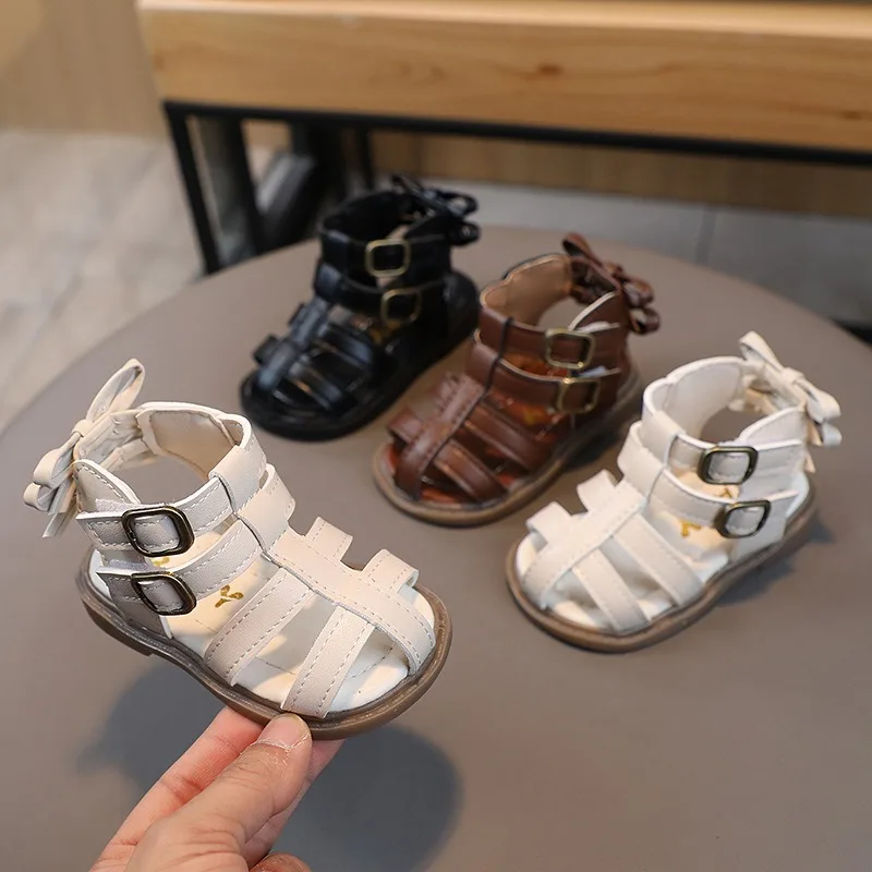 Baby Girls Sandals 2024 Summer Children High-top Princess Shoes Romans style Kids Beach Sandals Soft Sole Anti Slip Infant Shoes