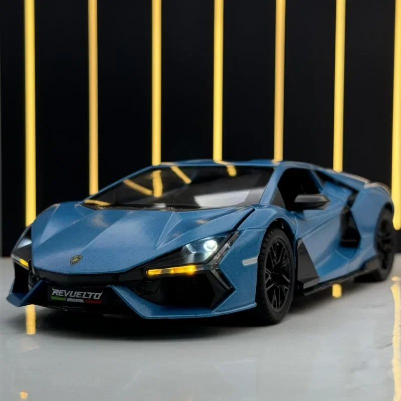 Modèle réduit de voiture Lambo Revuelto, échelle 1:24, en alliage moulé sous pression, avec nervures arrière, collection son et lumière, jouet pour enfant