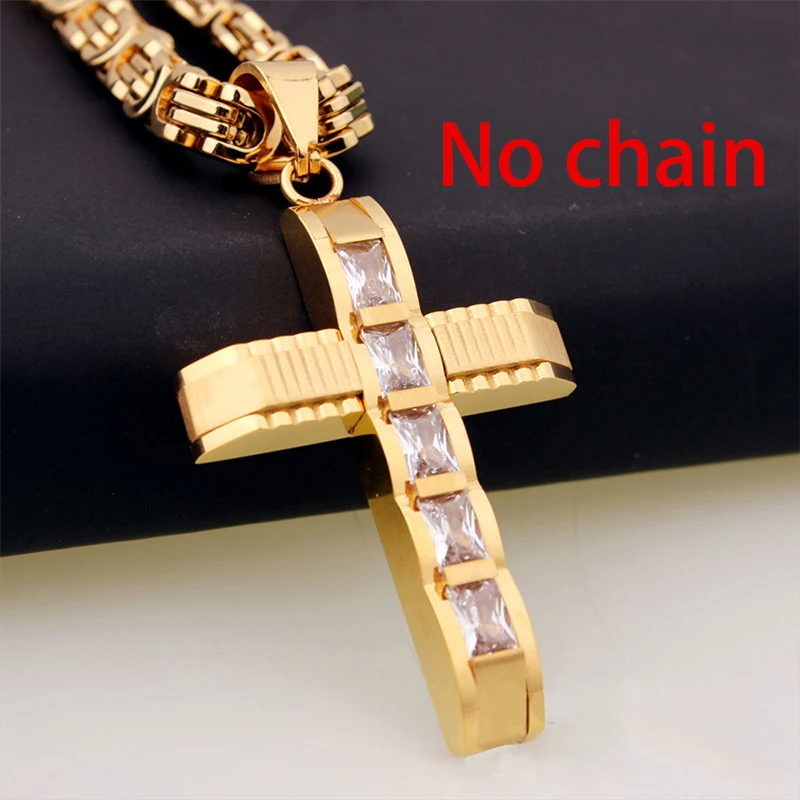 Christian Cross Pendant Women\'s New Fashion Metal Zircon Inlaid Accessories Religious Amulet Jewelry Without Chain