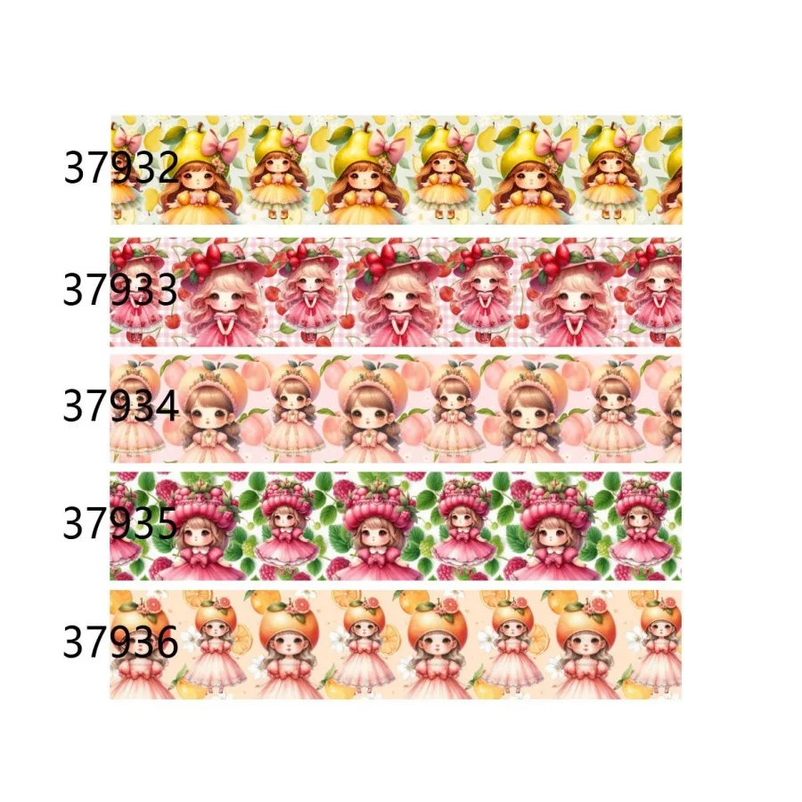 

(5yards) Fruit and Girl Cartoon Prints Grosgrain Ribbon for Hairbows Crafts Materials DIY