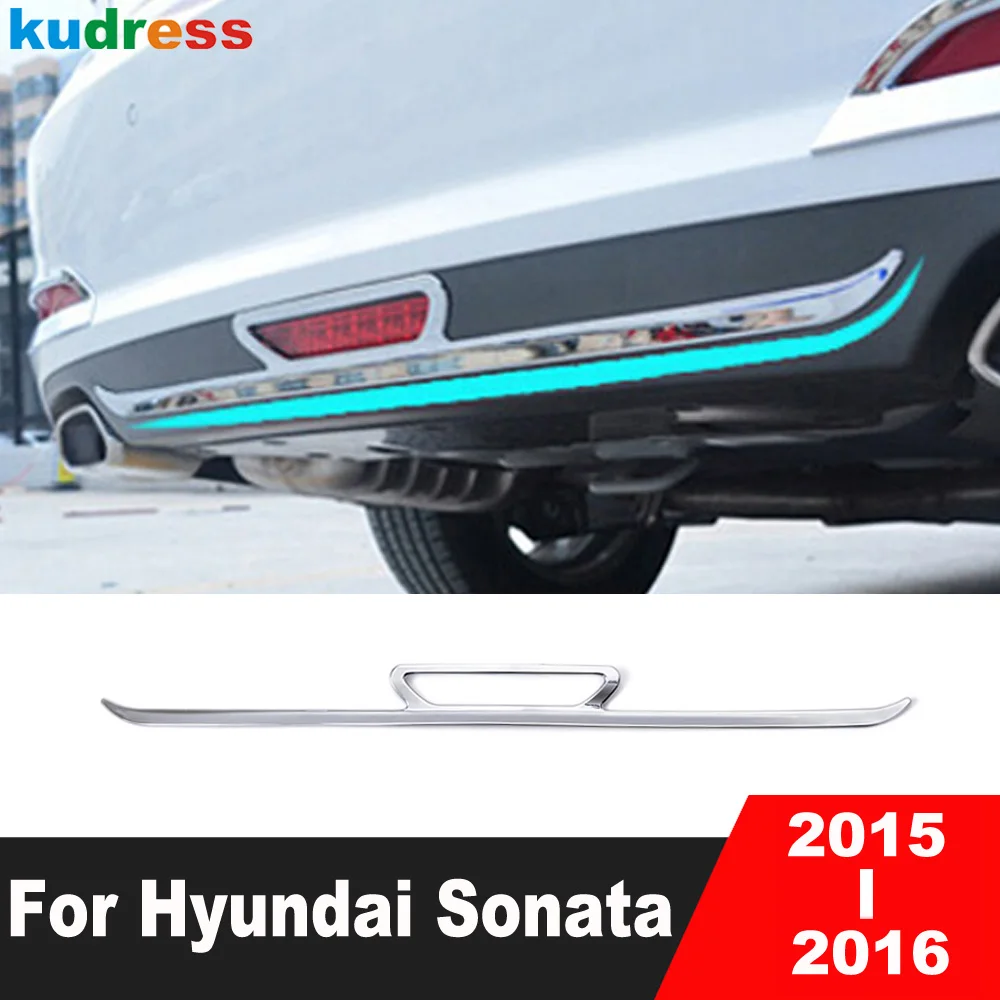 For Hyundai Sonata 2015 2016 ABS Chrome Car Rear Bumper Bottom Cover Trim Tail Boot Lip Anti-collision Molding Strip Accessories