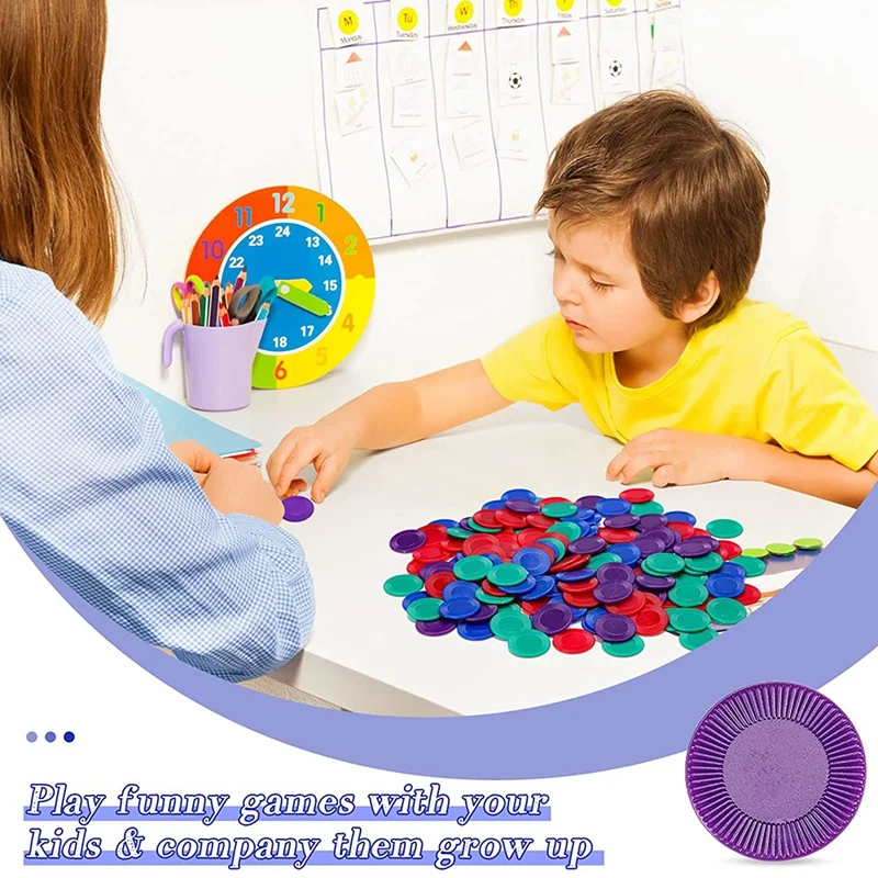 400 Pieces Plastic Poker Chips Game Chips 4 Colors Counter Card For Game Playing Counting Bingo Game Chips Card