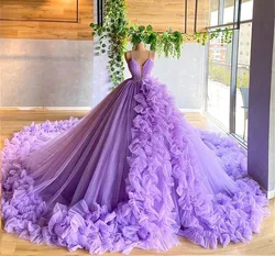 Lilac Princess Quinceanera Dresses Ball Gown Spaghetti Straps Tulle Ruffles Sweet 16 Dresses 15 Años Customized