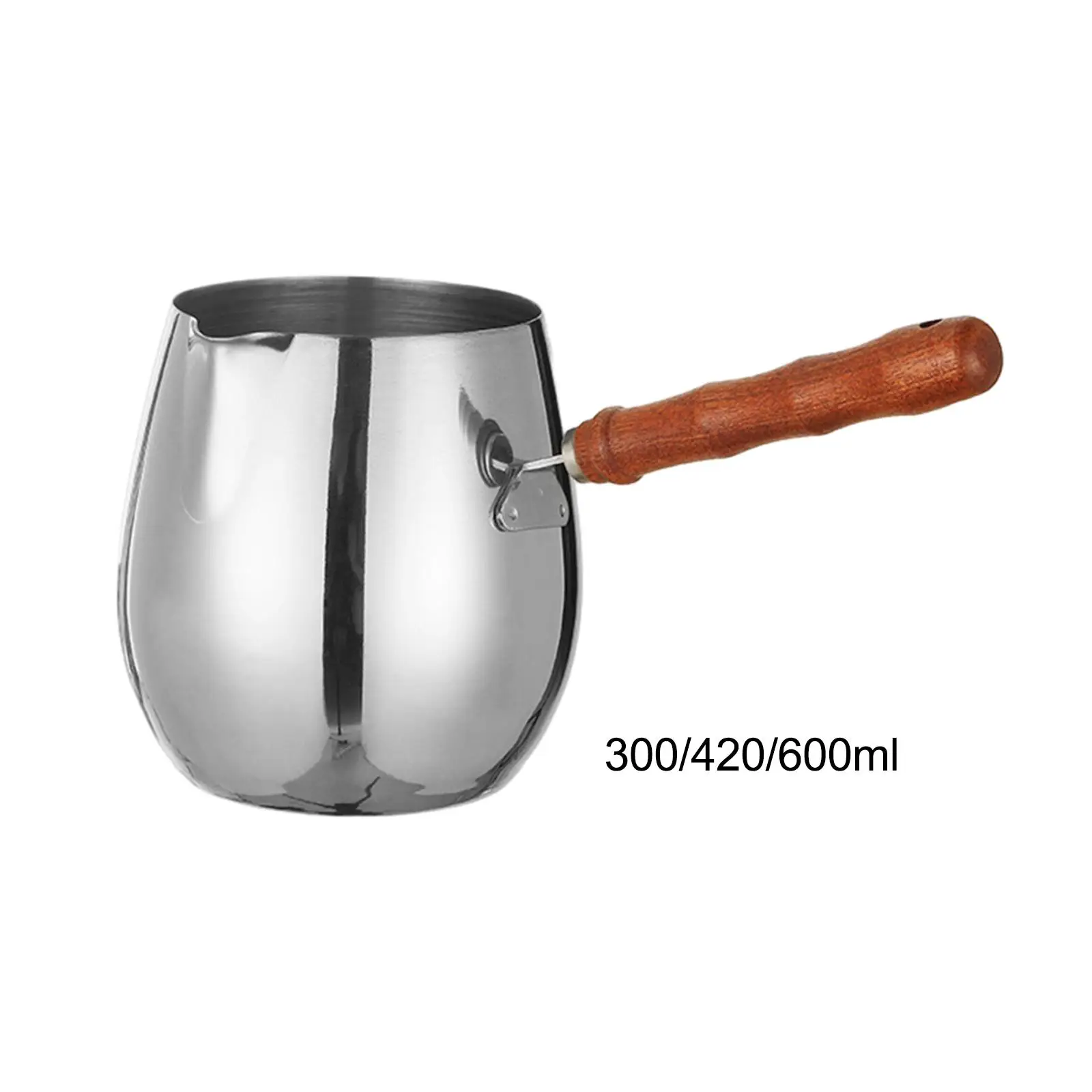 Turkish Coffee Pot Chocolate Melting Pan Smooth Surface Wooden Handle for Warm Tea Hot Chocolates Coffee Maker Milk Warmer Pot