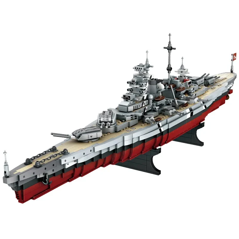 

2081pcs Military WW2 Bismarck Battleship Building Blocks Large Boat Cruiser Model Bricks Toys Weapons Toys For Kids Gifts