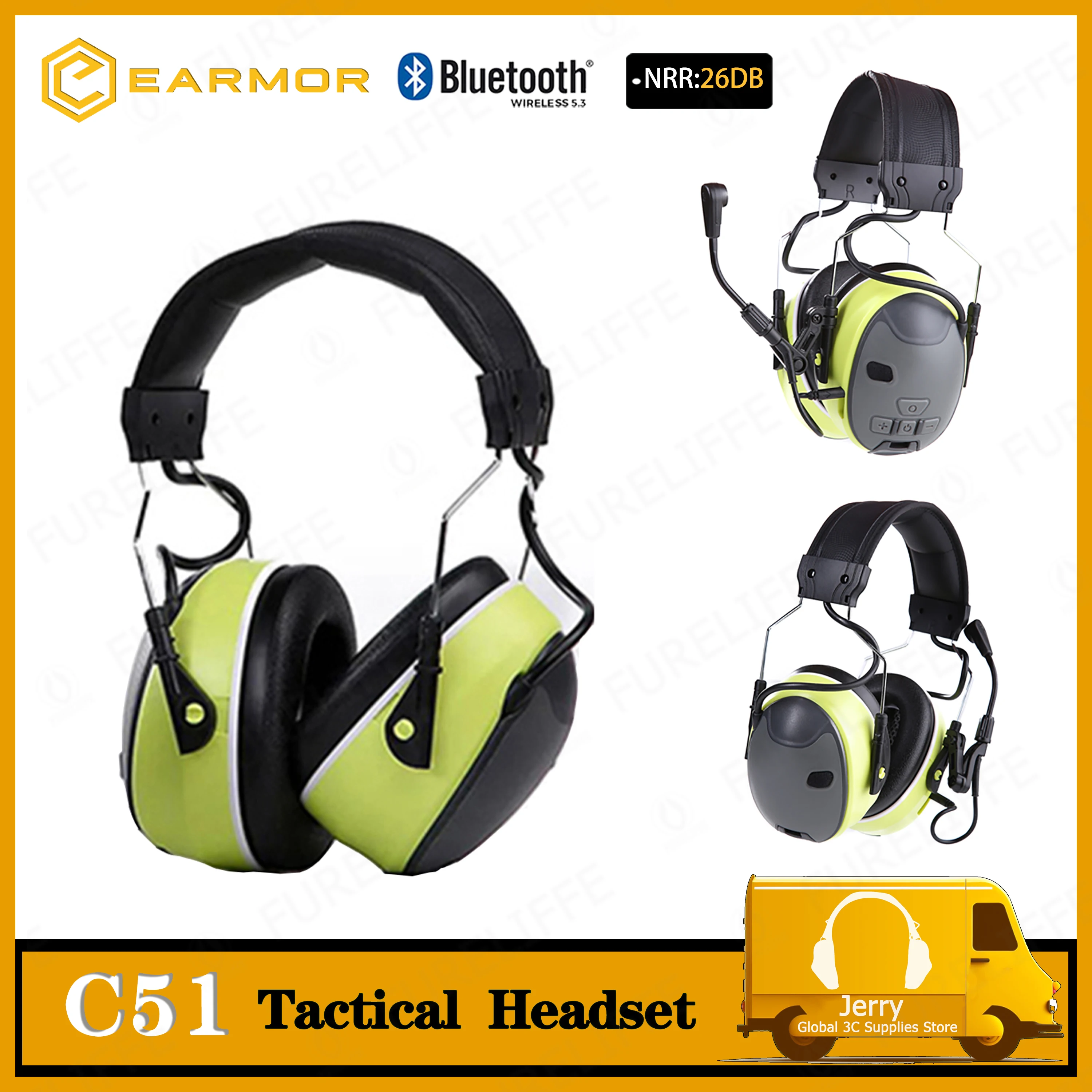 

Hearing Protection Noise-proof EARMOR Bluetooth C51 Electronic Noise Canceling Tactical Communication Headset Shooting Earmuffs