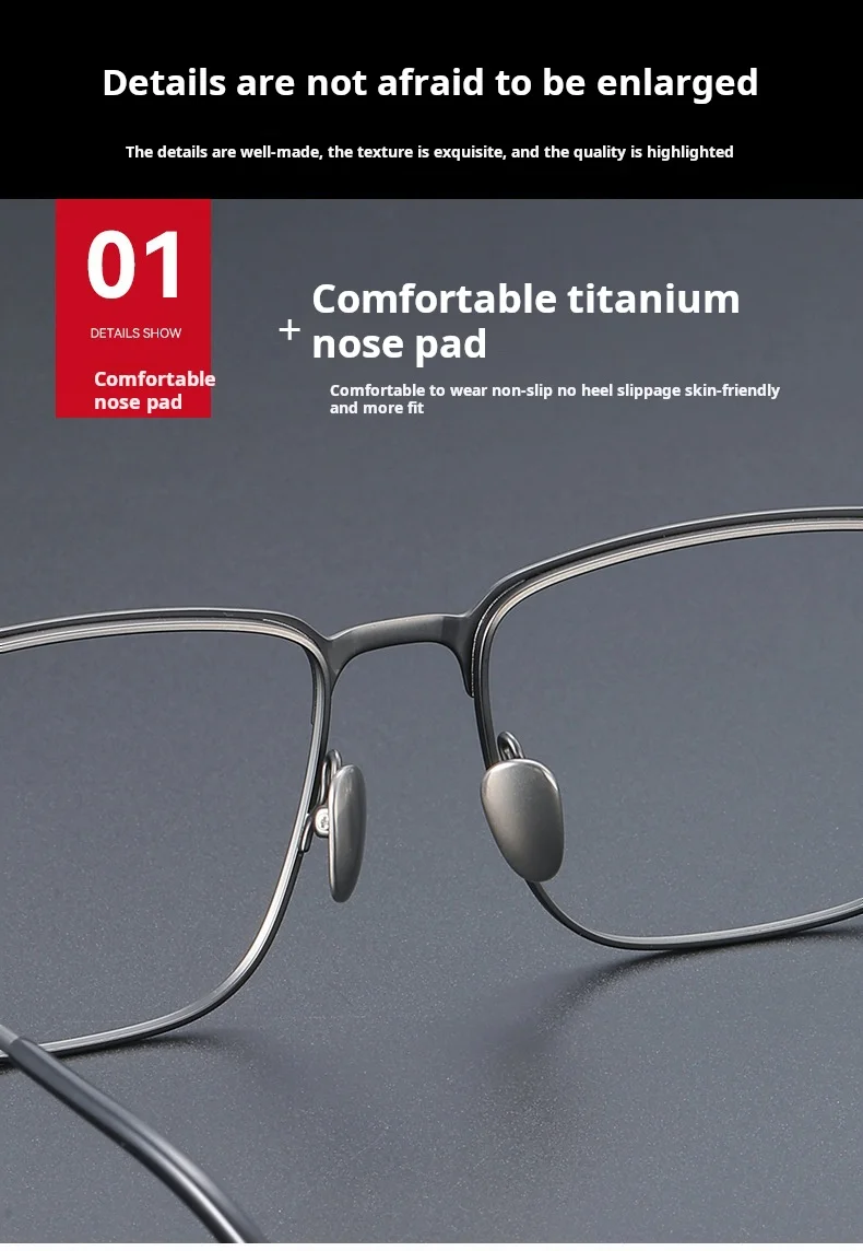 YIMARUILI Herren-Business-Titan-Brille, ultraleicht, Retro-Stil, quadratisch, große Größe, optisches Brillengestell 70809 – Detail 5