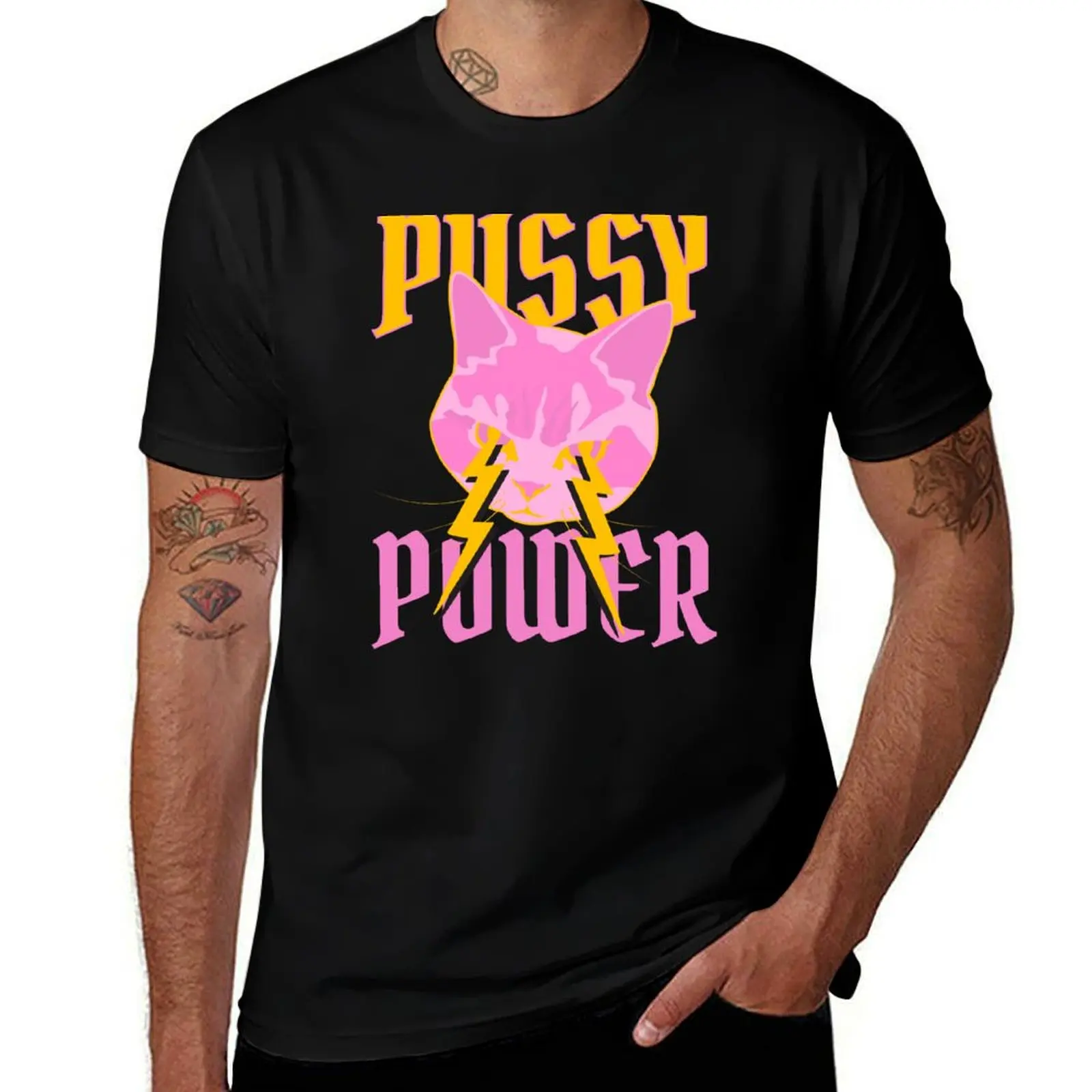 Our PUSSY POWER cat design. A statement for self-confident and energetic charisma. T-Shirt Blouse mens t shirt graphic