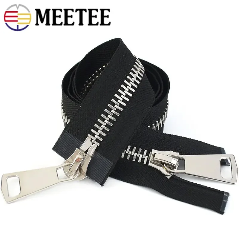 1Pc 70-100cm 10# Metal Double Sliders Zipper Black Open End Two Way Decorative Zip Bag Clothes Jacket Repair Sewing Accessories