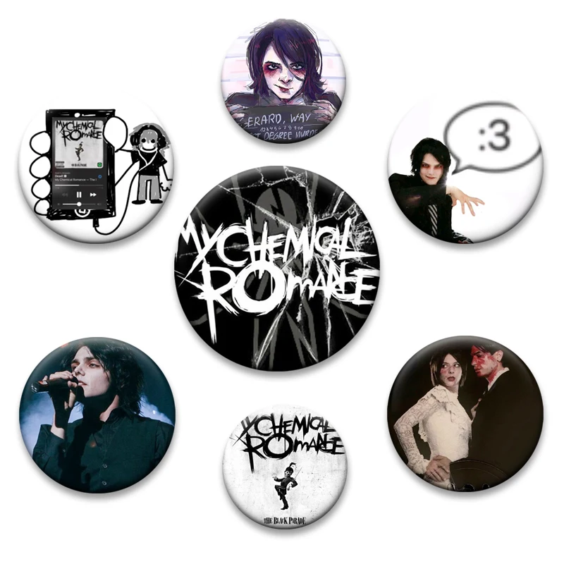 Rock Band My Chemical Romance Enamel Pin I Love MCR Dead Hip Hop Punk Badge Y2K Round Brooch Bag Clothes Decor Fans Collect Gift