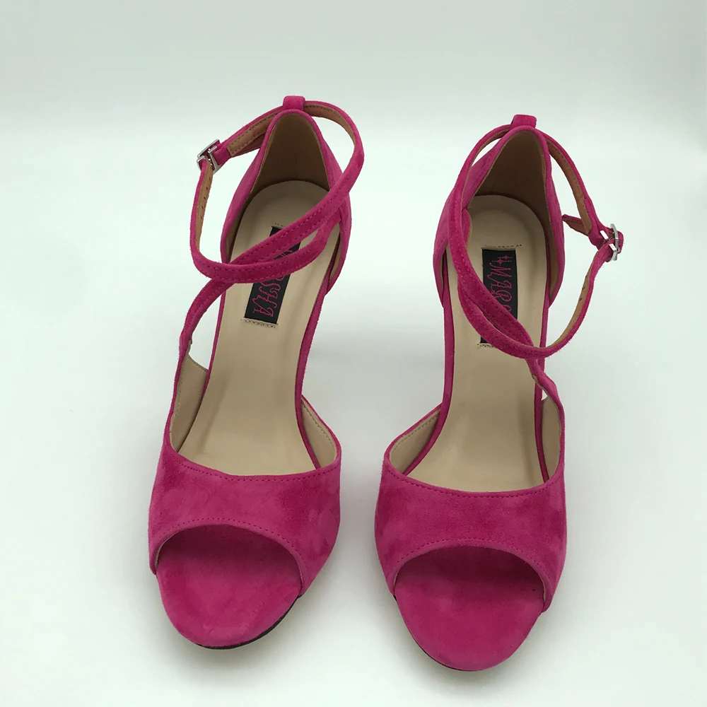 Sexy Flamenco Dance Shoes Argentina Tango Shoes dropshipping Party shoes T6291ROS Leather Hard Sole 7.5cm 9cm heel available