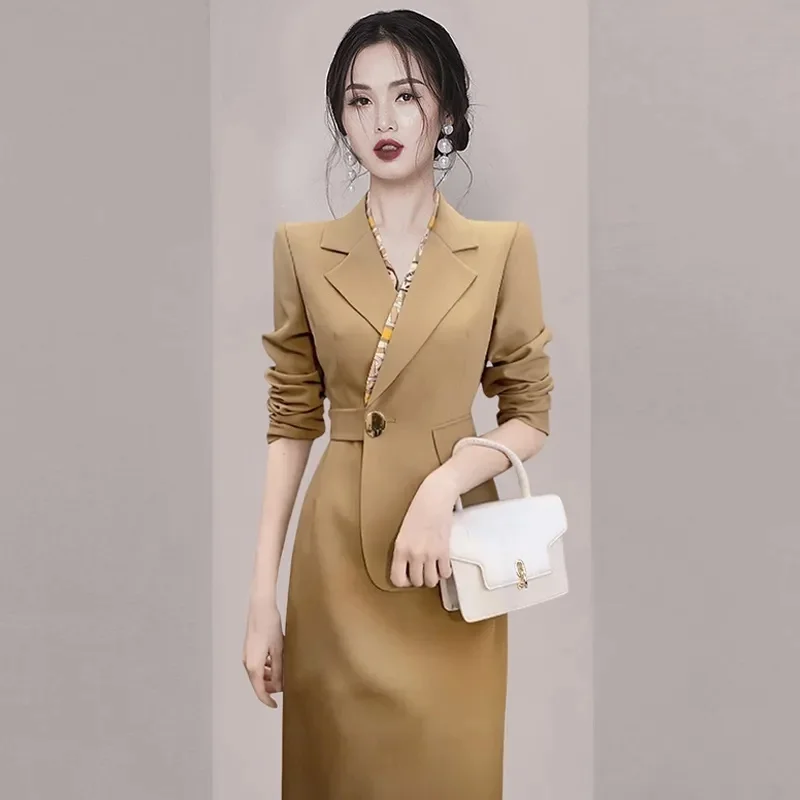 

Goddess Fan Fashion Fake Two-Piece Suit Skirt 2023 Spring and Autumn New Women's High-End Western-Style Commuter Bag Hip Dress