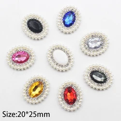 New 10pcs 20 * 25MM Oval Acrylic Alloy Shiny Rhinestone Jewelry DIY Clothing Pearl Jewelry Handicraft Accessories