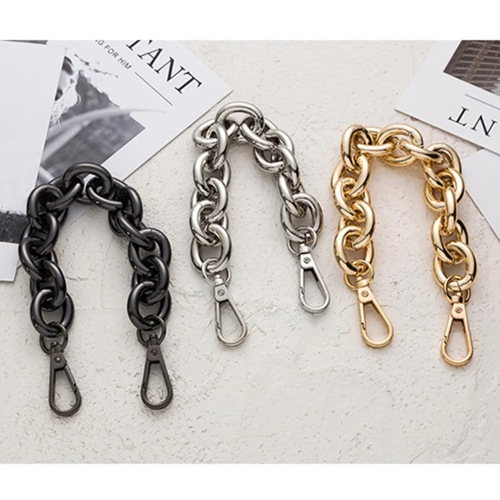 

2Pcs 30Cm Handbag Chain Strong Iron Style Handle Strap Replacement for Purse Bag Luggage Black Handbag Handle