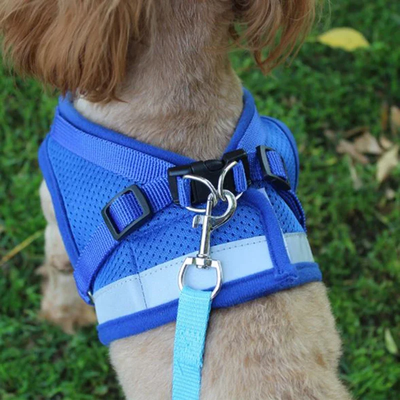 New Vest Harness Leash Adjustable Mesh Vest Dog Harness Collar Chest Strap Leash Harnesses With Traction Rope XS/S/M/L/XL