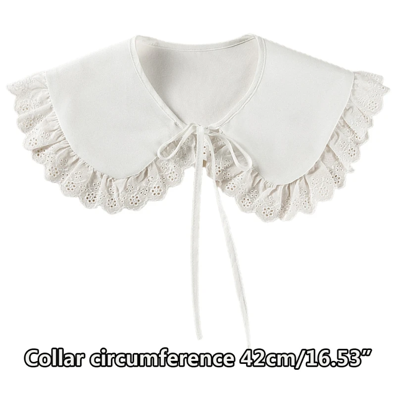 Estilo japonés mujeres niñas para muñeca Collar falso chal envoltura ahuecado encaje Floral adorno con volantes Collar solapa