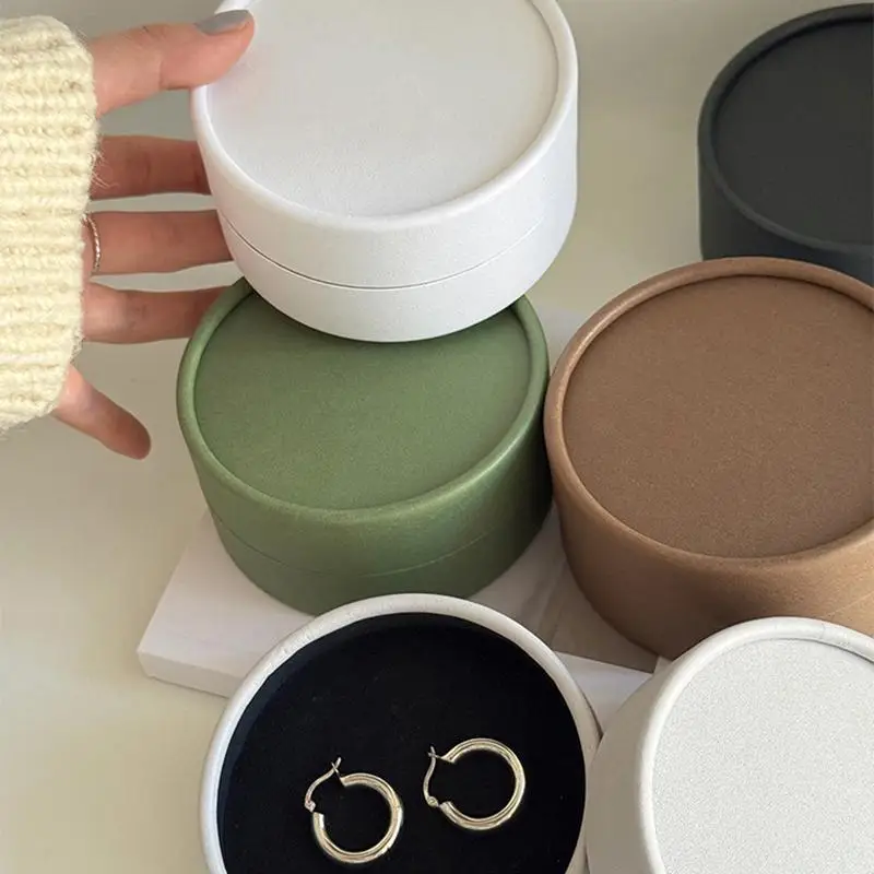 Runde Schmuckbox mit Fächern für Ohrringe, Papier-Schmuckbox, minimalistisch, für Festivals, tägliche Aufbewahrung zu Hause, Geschenkideen. – Detail 13