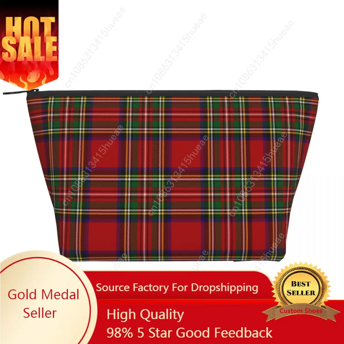 

Travel Modern Classic Red Tartan Toiletry Bag Fashion Plaid Check Cosmetic Makeup Organizer Women Beauty Storage Dopp Kit Case