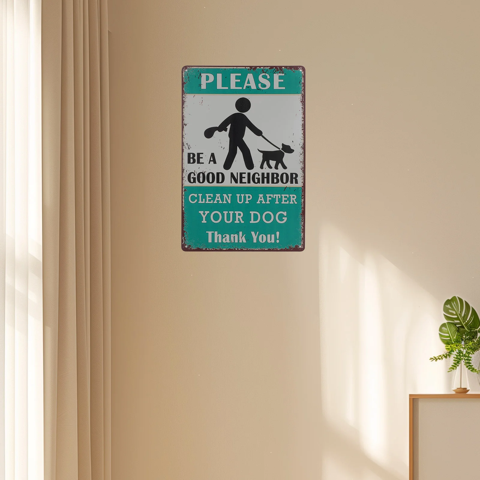 Retro Warning Sign Dog Waste Lawn Poop for Outdoors Clean up after Your Pet Park Signage