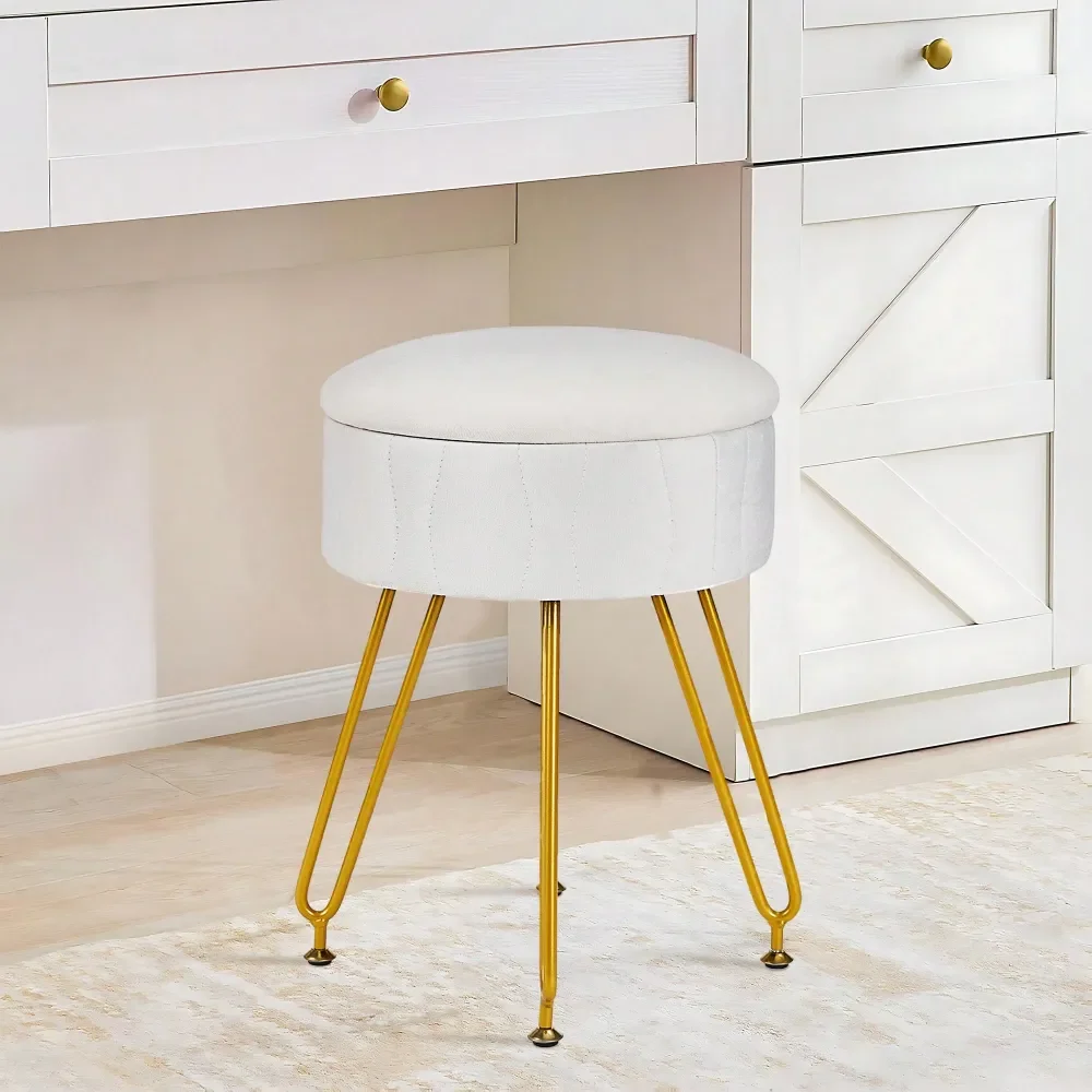 

makeup vanity chair bedroom furniture stool chairMakeup Stool Ottoman With Hidden Compartment 13 Seat, 3.5Gal Storage, Velvet Cu