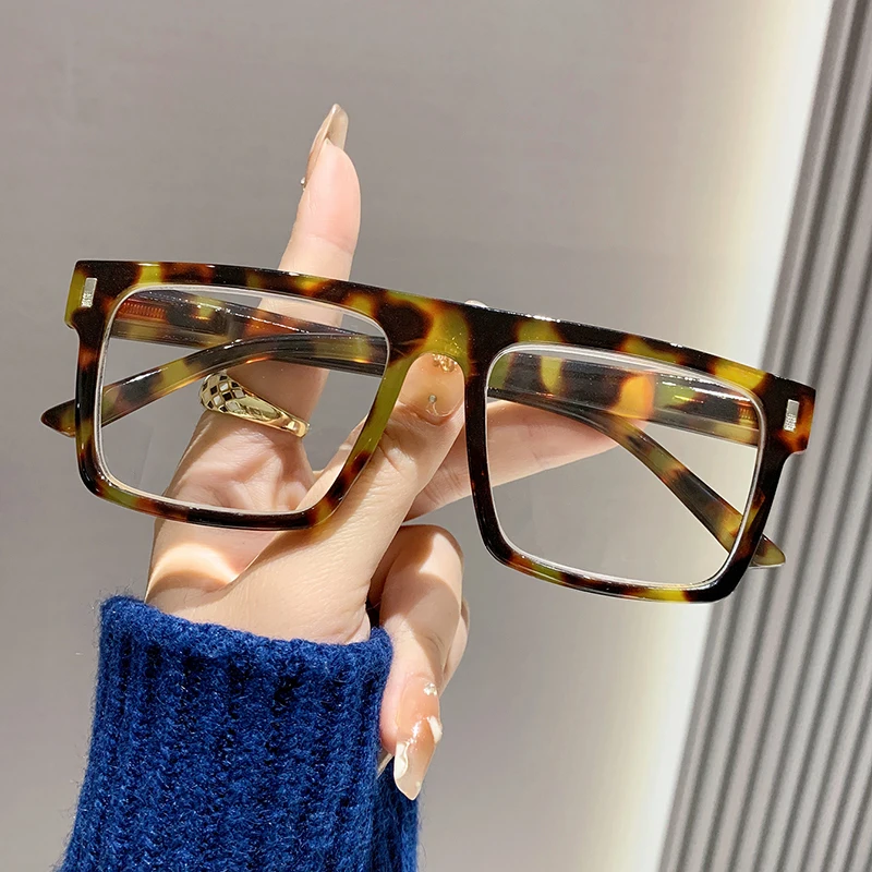 2025New Style Square Frame Big Face Slimming Reading Glasses Trendy Rice Nail Reading Glasses